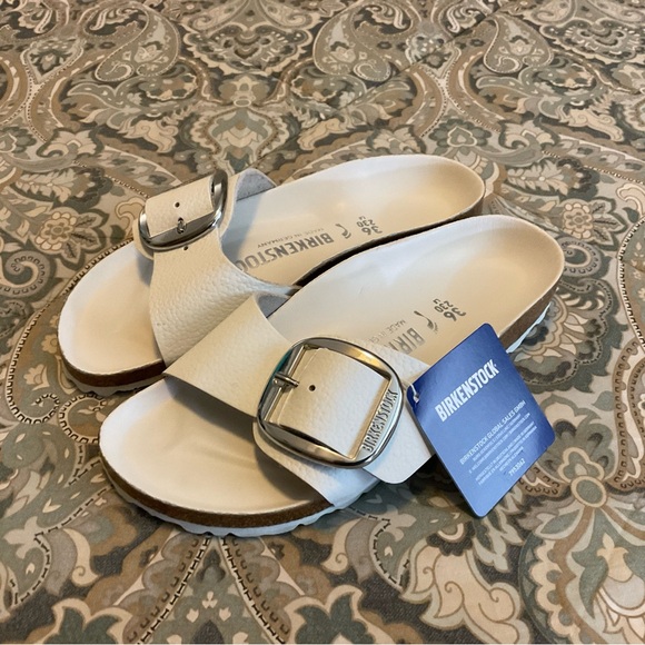 NWT Birkenstock Madrid Big Buckle White Leather Sz 36 US 5-5.5 Narrow - Picture 2 of 15